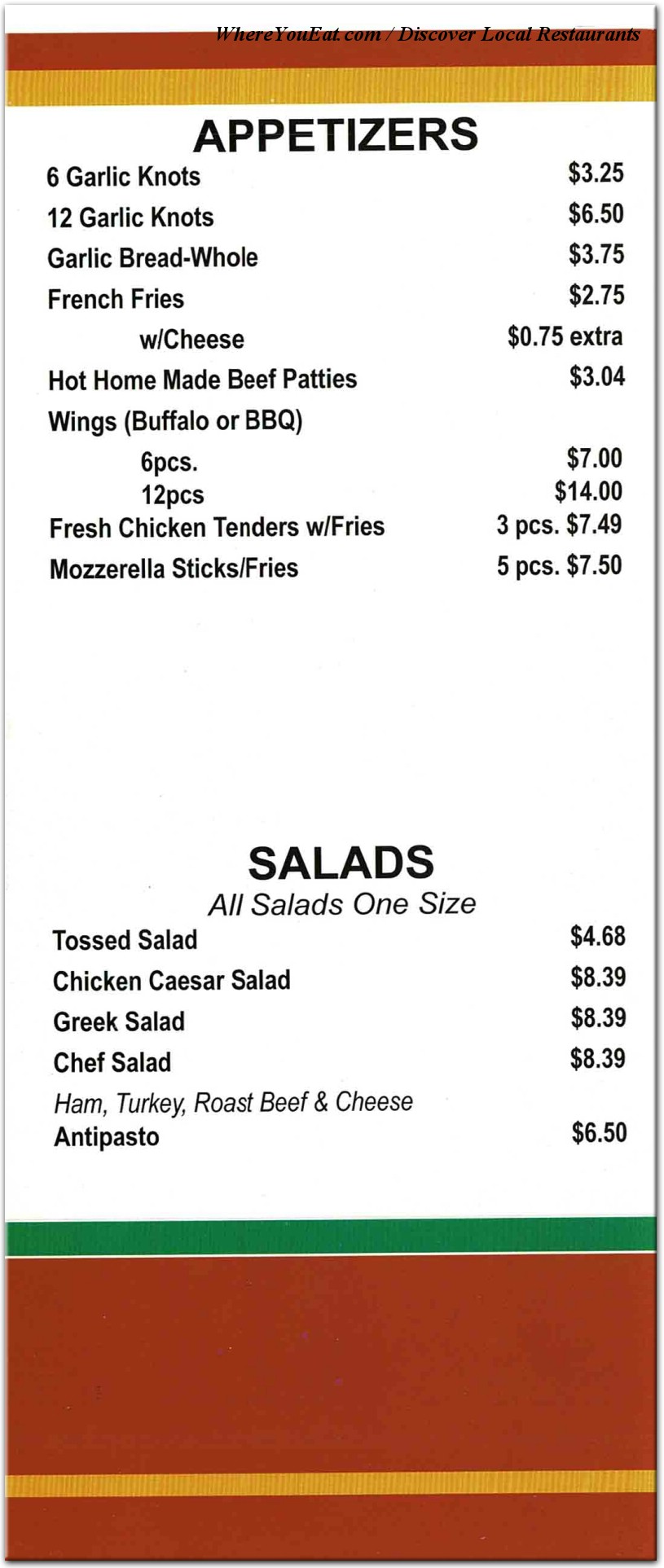 menu